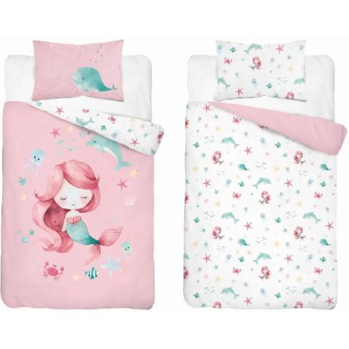 Pamut ágynemű huzat 100*135 cm - Sellő púderrózsaszín