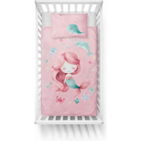 Pamut ágynemű huzat 100*135 cm - Sellő púderrózsaszín