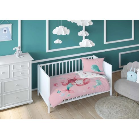 Pamut ágynemű huzat 100*135 cm - Sellő púderrózsaszín