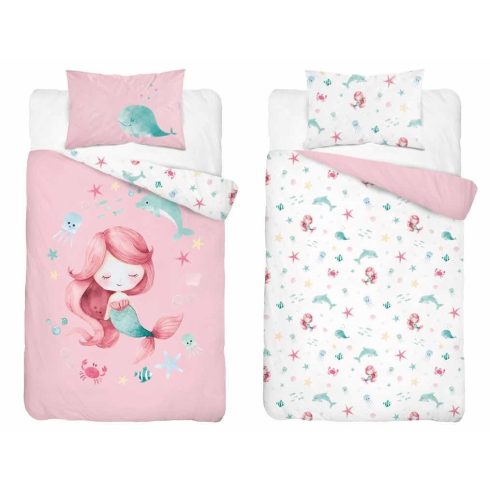 Pamut ágynemű huzat 100*135 cm - Sellő púderrózsaszín