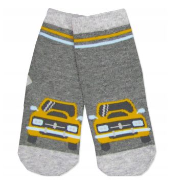 Yoclub pamut zokni 17/19 - szürke/sárga kisautó