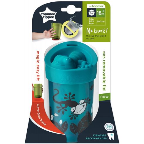 Tommee Tippee Itatópohár felboríthatatlan tetővel 18+ 300ml zöld kaméleon