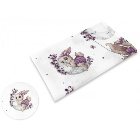 Mintás textil pelenka 1db-os 70X80 cm - Holdas nyuszi lila