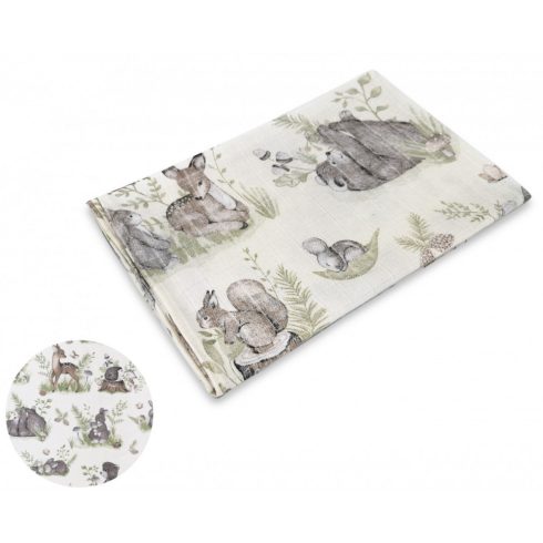 Mintás textil pelenka 1db-os 70X80 cm - Erdei barátok zöld 