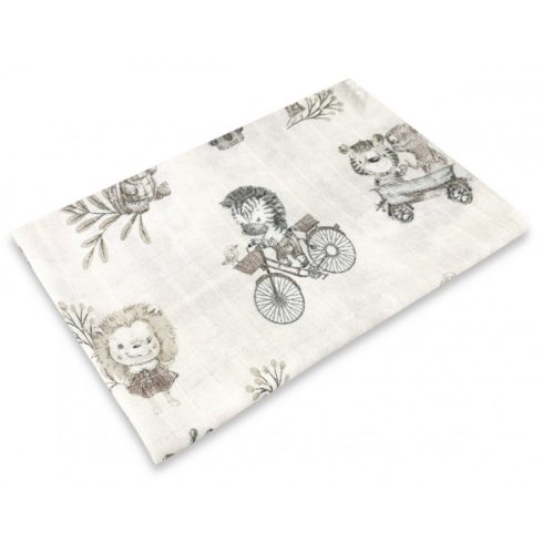 Mintás textil pelenka 1db-os 70X80 cm - Happy Zoo bézs 