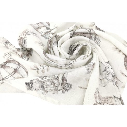 Mintás textil pelenka 1db-os 70X80 cm - Happy Zoo bézs 