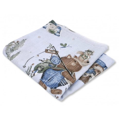 Mintás textil pelenka 1db-os 70X80 cm -  Let's Go! kék
