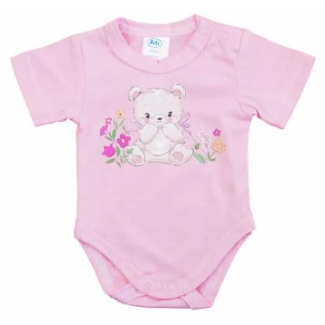 Rövid ujjú baba body - rózsaszín maci (50)
