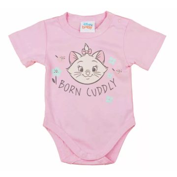 Rövid ujjú baba body Marie cica mintával (68) rózsaszín