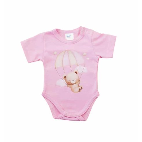 Rövid ujjú baba body rózsaszín maci (68)