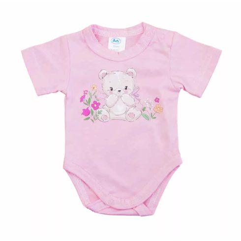 Rövid ujjú baba body - rózsaszín maci (68)