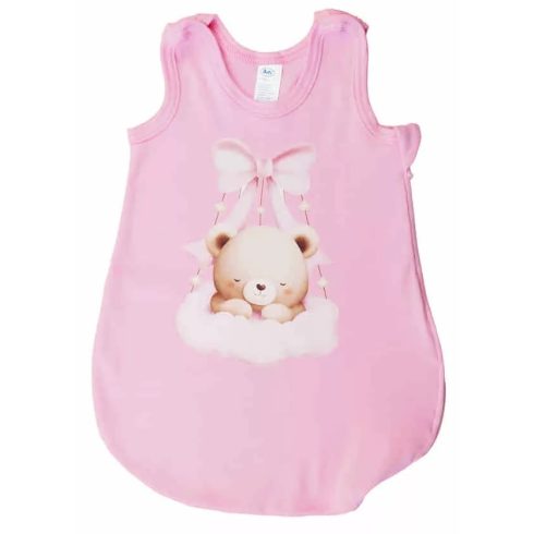 Ujjatlan vékony pamut hálózsák 1 TOG (80) - rózsaszín maci