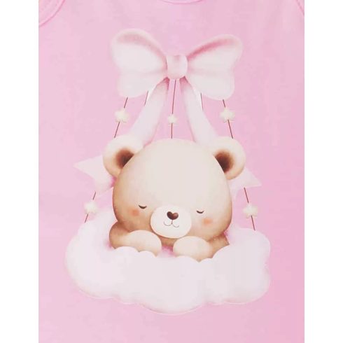 Ujjatlan vékony pamut hálózsák 1 TOG (80) - rózsaszín maci