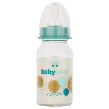   Baby-Nova üveg cumisüveg 120 ml 0-24hó szilikon cumival S-es - kék