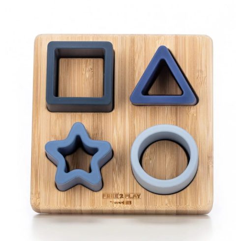 Apollo free2play szilikon/fa formaillesztő-Kék geometriai formák 