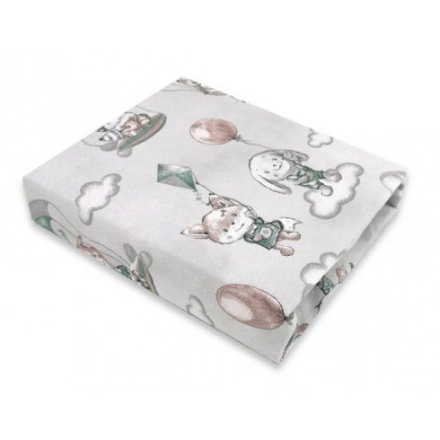 Baby Shop pamut,gumis lepedő 60*120 cm - Zöld lufis állatok