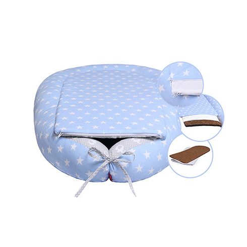 Scamp babafészek kókuszbetétes - kék/szürke csillagos