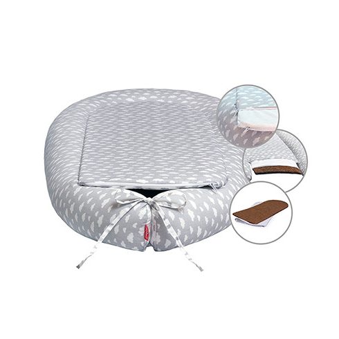 Scamp babafészek kókuszbetétes - szürke  felhős  