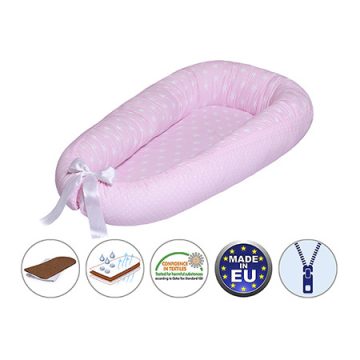 Scamp babafészek kókuszbetétes - Rosa Stars Dots