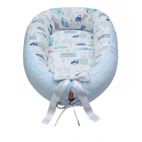 Scamp babafészek kókuszbetétes - kék autós