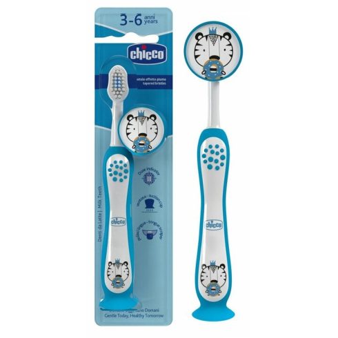 Chicco Fogkefe 3-6 év tejfogakhoz, tapadókorongos - Tiger kék