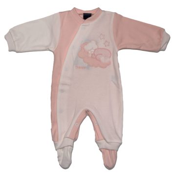   Trimex pamut, elöl patentos rugdalózó (44) rózsaszín/fehér  felhőn alvó maci