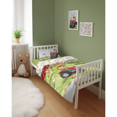 Bambusz ágynemű huzat 90*120 cm - Farm piros traktorral 