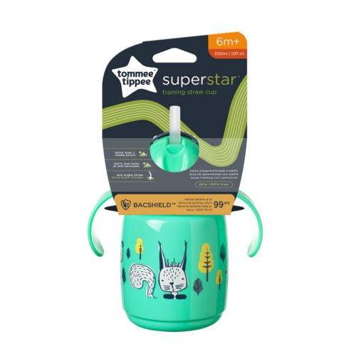 Tommee Tippee Superstar Training Straw cup szívószálas itatópohár 300 ml 6m+ - Zöld
