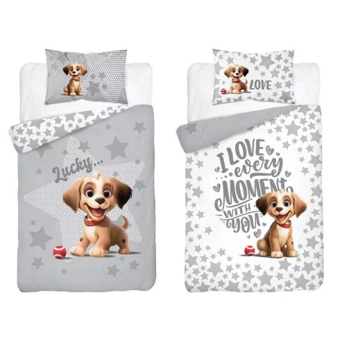 Bambusz ágynemű huzat 100*135 cm - Szürke kutyus 