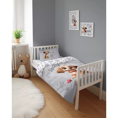 Bambusz ágynemű huzat 100*135 cm - Szürke kutyus 