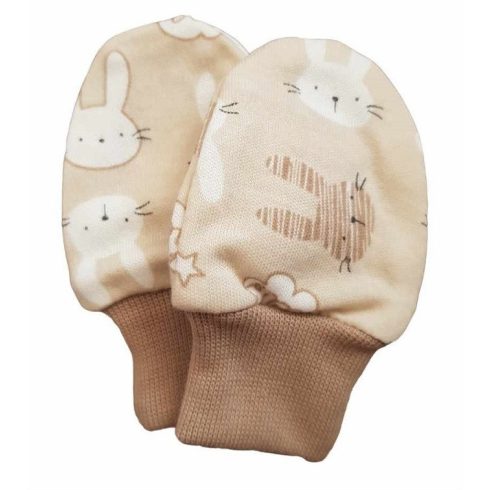 Újszülött karmolás elleni kesztyű - Nyuszi Bézs