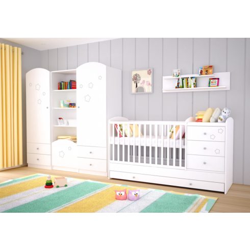 Timba Félix 3 fiókos kombinált gyermekágy - fehér