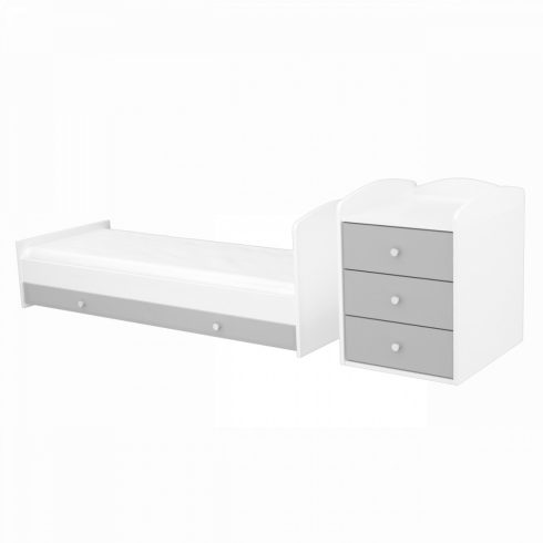 Timba Erik 3 fiókos kombinált gyermekágy - ezüst-fehér