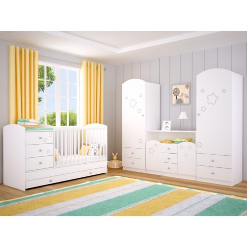 Timba Félix járókává alakítható kiságy - fehér