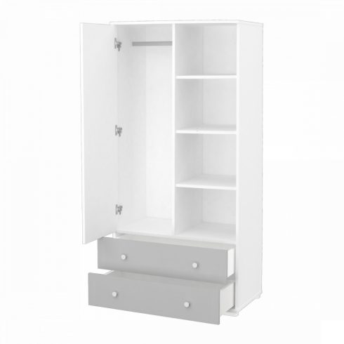 Timba Erik Egyajtós kétfiókos állószekrény Ezüst-Fehér