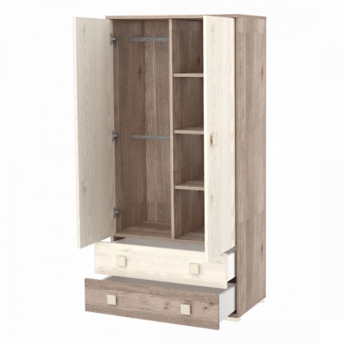 Timba Viki Kétajtós kétfiókos állószekrény Krém-Fűz