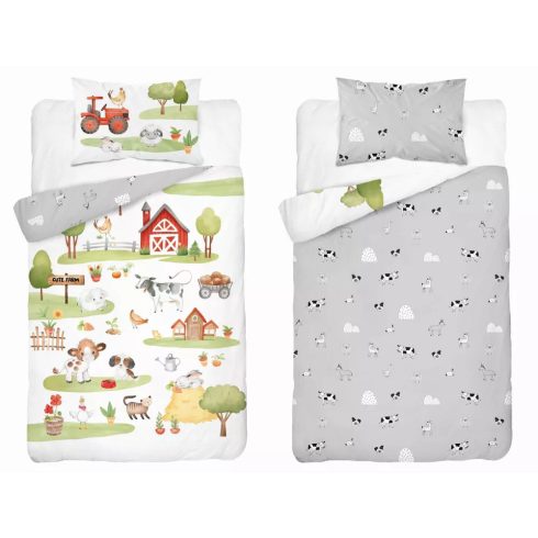 Pamut ágynemű huzat 90*120 cm - Farm szürke 