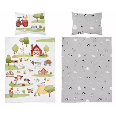 Pamut ágynemű huzat 90*120 cm - Farm szürke 