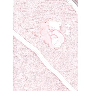   Trimex kapucnis,frottír fürdőlepedő 70*80 cm - rózsaszín alvó maci