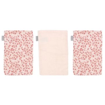 Luma Muszlin törlőkendő bambuszal 3 db - Leopard Pink