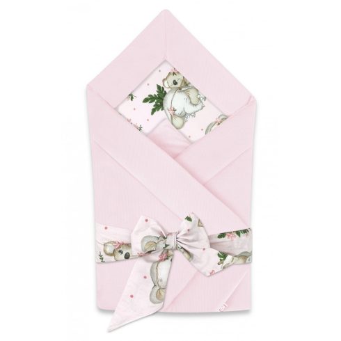Baby Shop  megkötős pólyatakaró 75x75cm - Baba állatok rózsaszín 