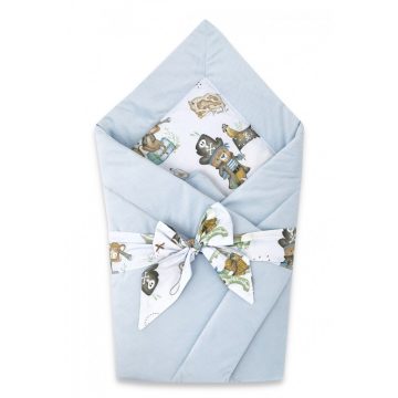 Baby Shop  megkötős pólyatakaró 75x75cm - kék kalózok