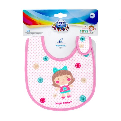 Canpol Babies frottír előke tépőzáras - rózsaszín