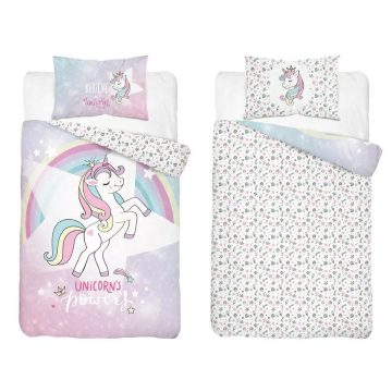 Pamut ágynemű huzat 90*120 cm - Unikornis lila
