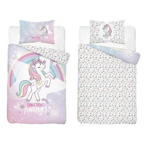 Pamut ágynemű huzat 90*120 cm - Unikornis lila