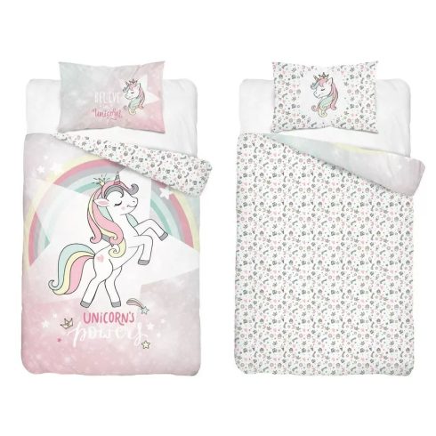 Pamut ágynemű huzat 90*120 cm - Unikornis rózsaszín