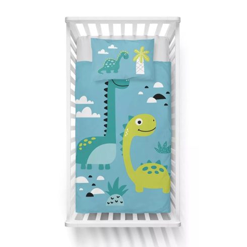 Pamut ágynemű huzat 90*120 cm - Kék Dinó 