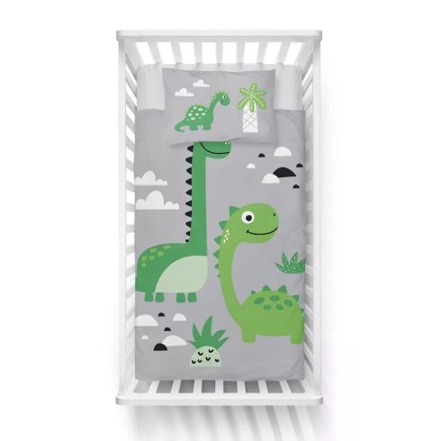 Pamut ágynemű huzat 90*120 cm - Szürke Dinó 