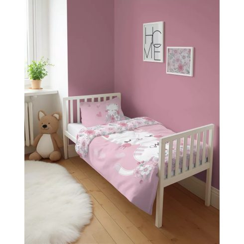 Pamut ágynemű huzat 90*120 cm - Rózsaszín Cica