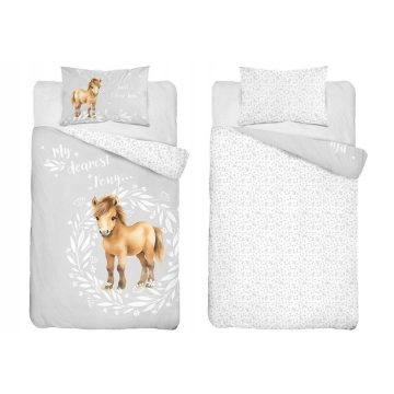 Pamut ágynemű huzat 100*135 cm - Szürke Póni